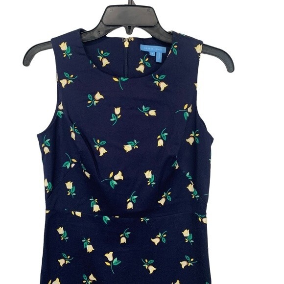 NWOT Draper James | Floral Sheath Dress Navy Floating Tulip 2 - Picture 6 of 10